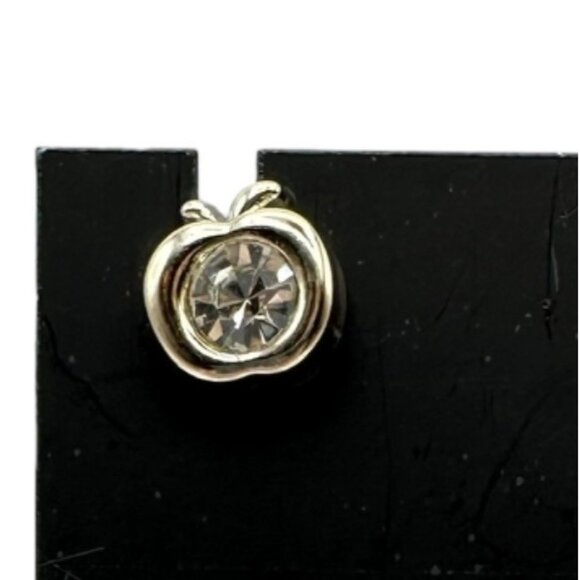 Gold Tone Apple Shaped Rhinestone Middle Brooch Teacher Accessory Jewelry Jacket - Picture 2 of 4